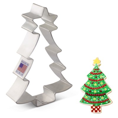 Ann Clark Tin Plated Steel Cookie Cutter Christmas Tree With Star Lollipop Cake Supplies
