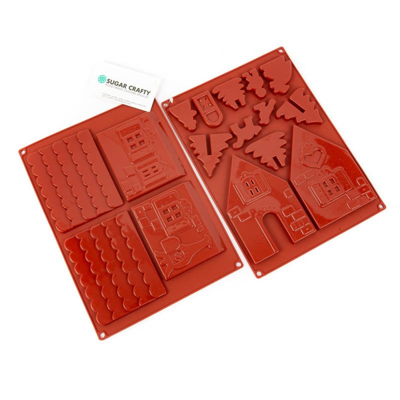 Gingerbread House Silicone Mould Small 2 Piece (Red) Lollipop