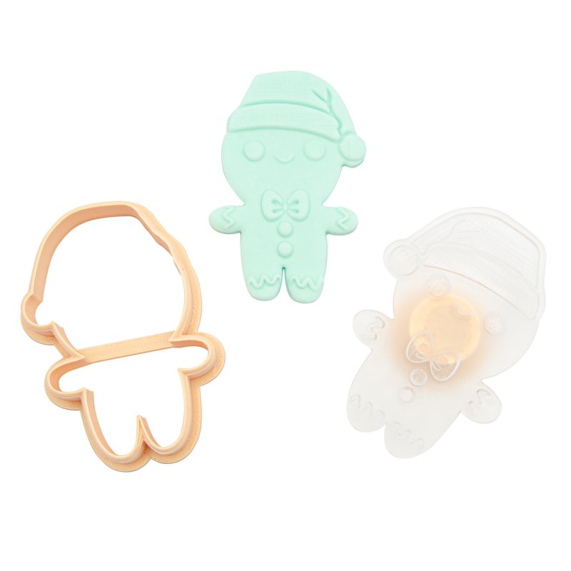Little Biskut - Gingerbread Man with Santa Hat - Cutter and Debosser ...
