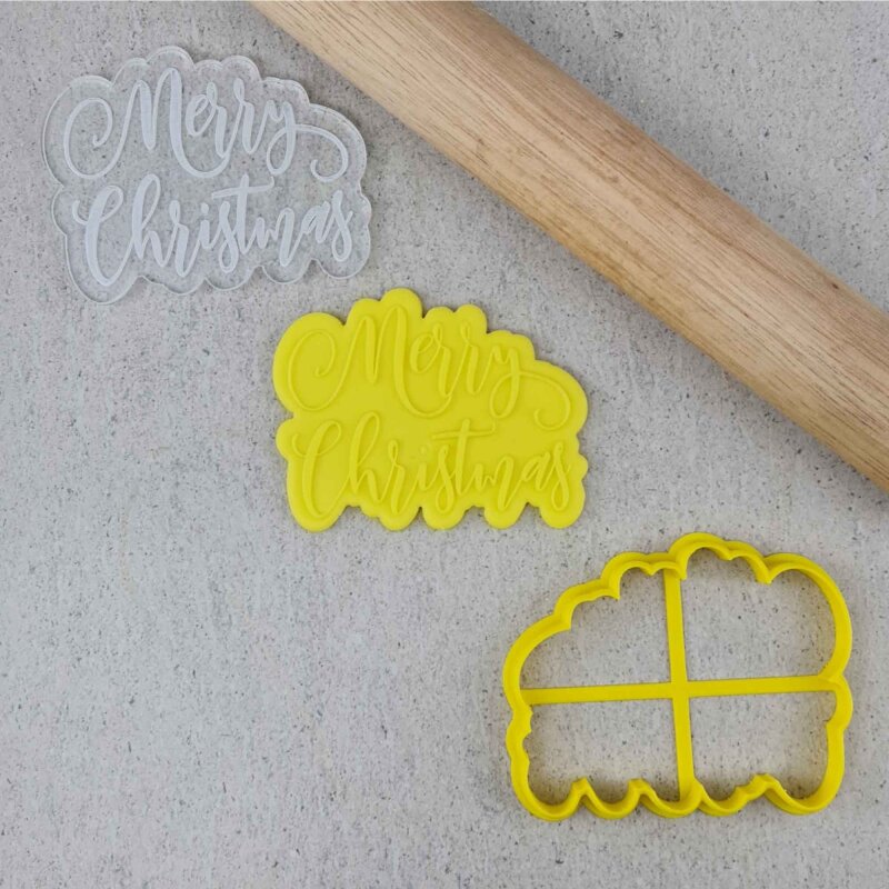 Custom Cookie Cutters Merry Christmas Cutter and Debosser Set