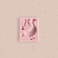 Product photo of the little Bikkie Sugarcraft mould showing a goose, ribbon, party hate, and goose footprint