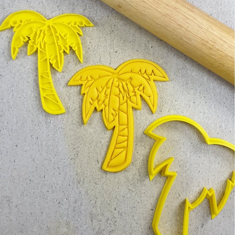 Custom Cookie Cutters Palm Tree Cutter and Embosser Set Lollipop