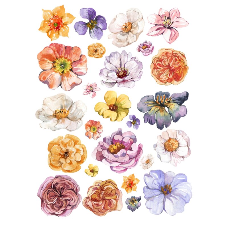 PreDesigned Edible Images A4 Sheet Watercolour Flowers Lollipop