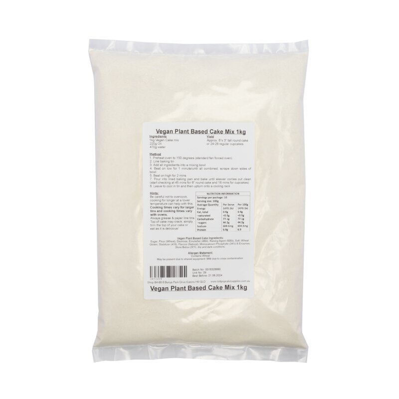 Vegan Vanilla Plant Based Cake Mix - 1kg | Lollipop Cake Supplies