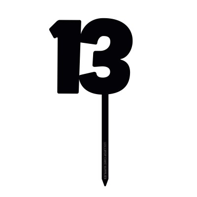 Double Number Acrylic Cake Topper - 13 - Black | Lollipop Cake Supplies