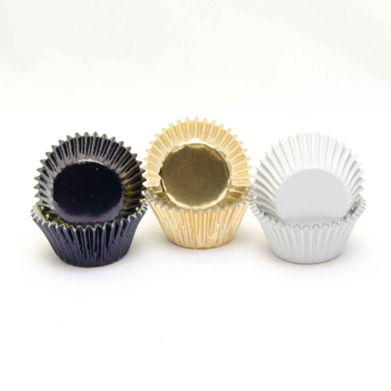Mini Foil Baking Cups 360 Black, White & Gold Foil Lollipop Cake