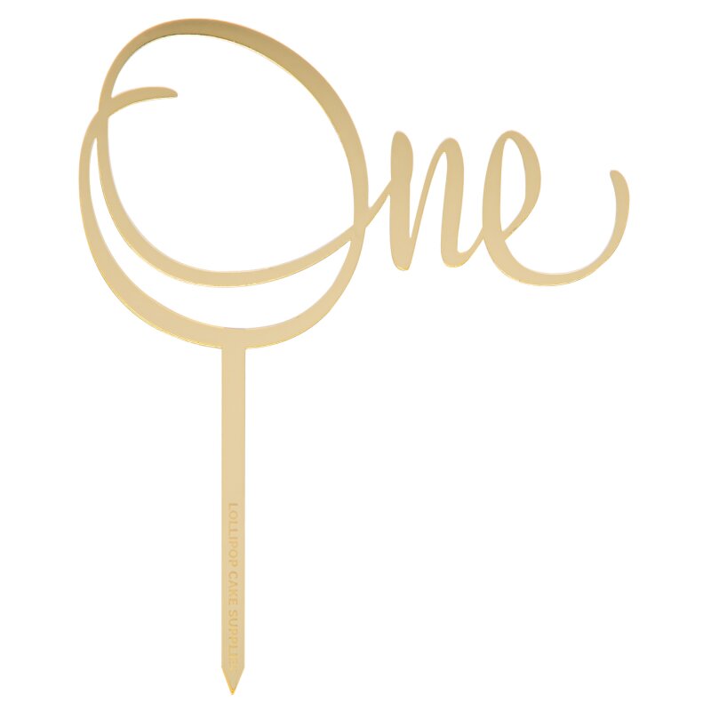 Cursive "One" Acrylic Cake Topper | Lollipop Cake Supplies