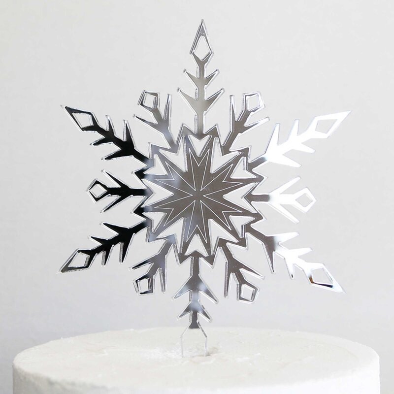 Snowflake Acrylic Cake Topper Clear Or Mirrored Lollipop Cake