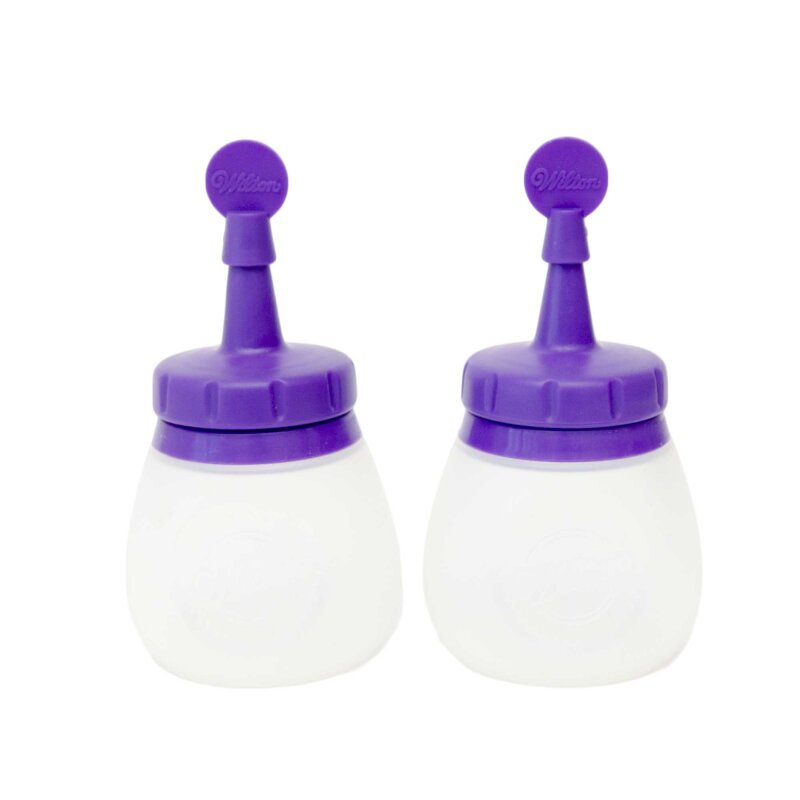 Wilton Mini Silicone Squeeze Bottles Purple Lids Set Of 2