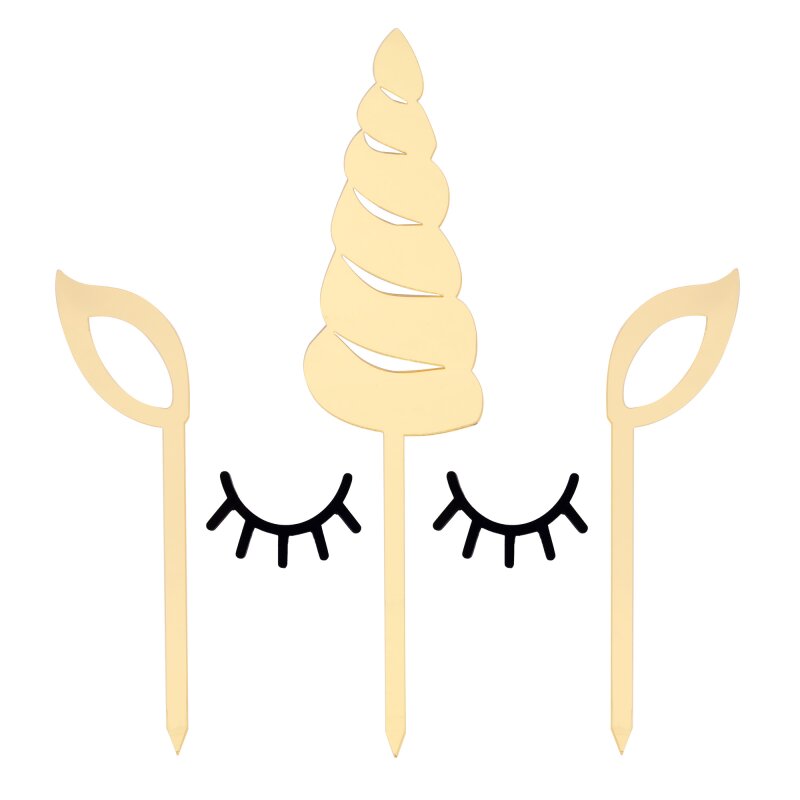 Unicorn Horn Eyes Ears Acrylic Cake Topper Lollipop Cake Supplies